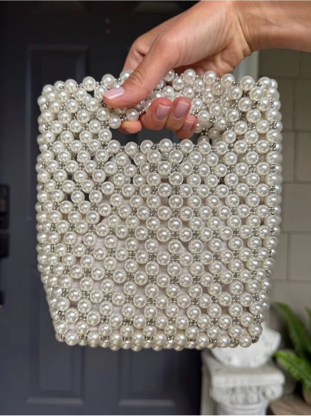 Pearl Beaded Crossbody Bag - Ivory